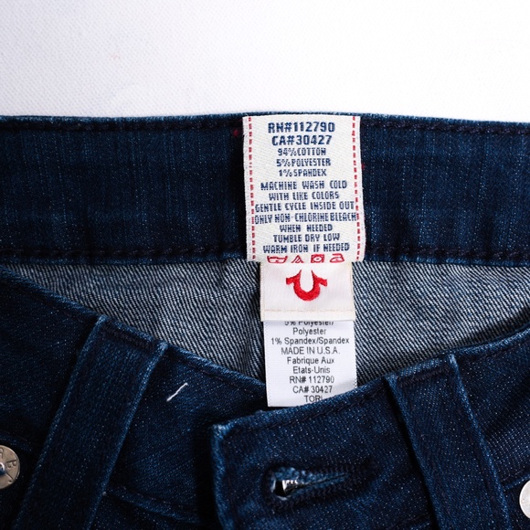 True Religion Tori Dark Wash Denim Embellished Jeans Pockets Size 27 x 30 - Picture 11 of 16